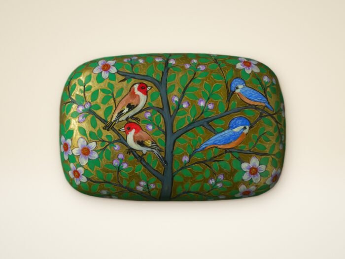 Goldfinch and Kingfisher Papier Mâché Box – Kashmiri Gift Box