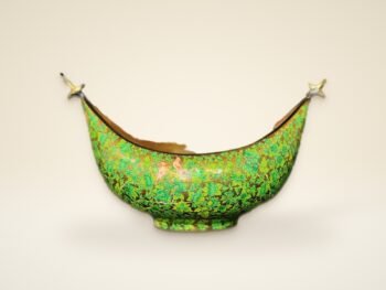 Brass and Paper Mache Fruit Bowl – Handcrafted Floral Gold Decor