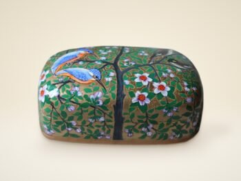 Kingfisher Blossom Papier Mache Box – Floral Kashmir Art