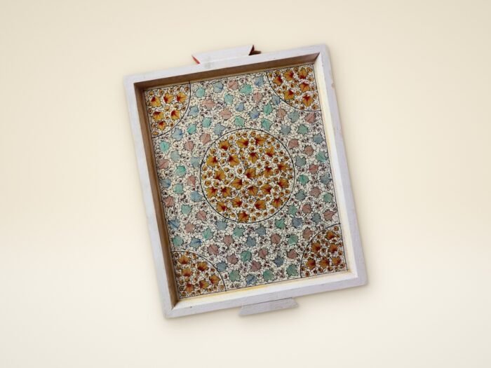 Wooden Paper Mache Jewelry Tray – Floral Handmade Serving Platter