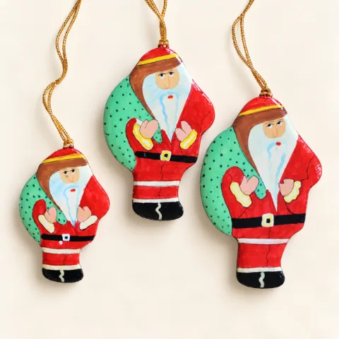 Hand-painted papier mache hanging ornaments