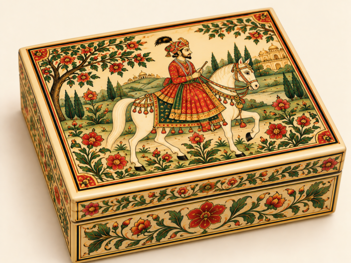 Mughal Miniature Equestrian Keepsake Box