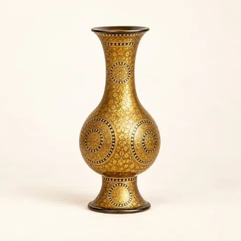 Hand-painted Chinar Kashmiri paper mache vase