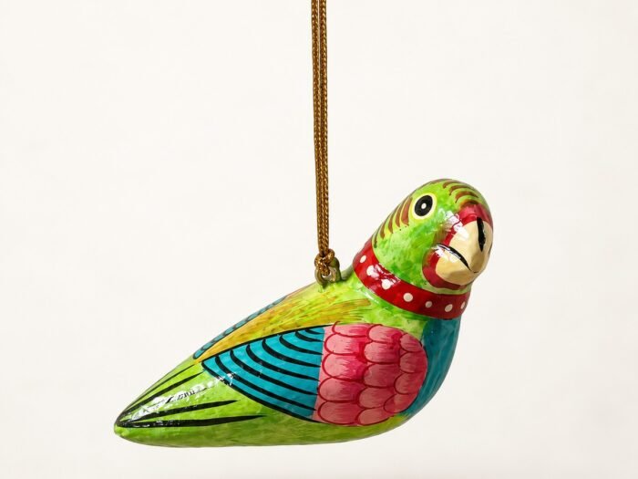 Hand-Painted Papier Mache Parrot – Hanging Ornament
