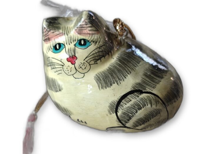 Hand-Painted Papier Mache Cat – Hanging Ornament