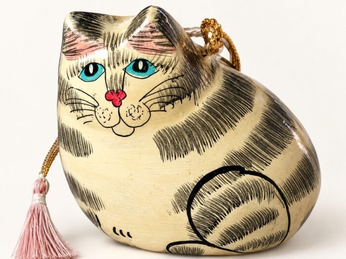 Hand-Painted Papier Mache Cat – Hanging Ornament